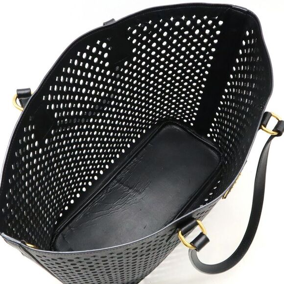 Prada Leather Punching Tote Bag Black - Picture 5 of 6